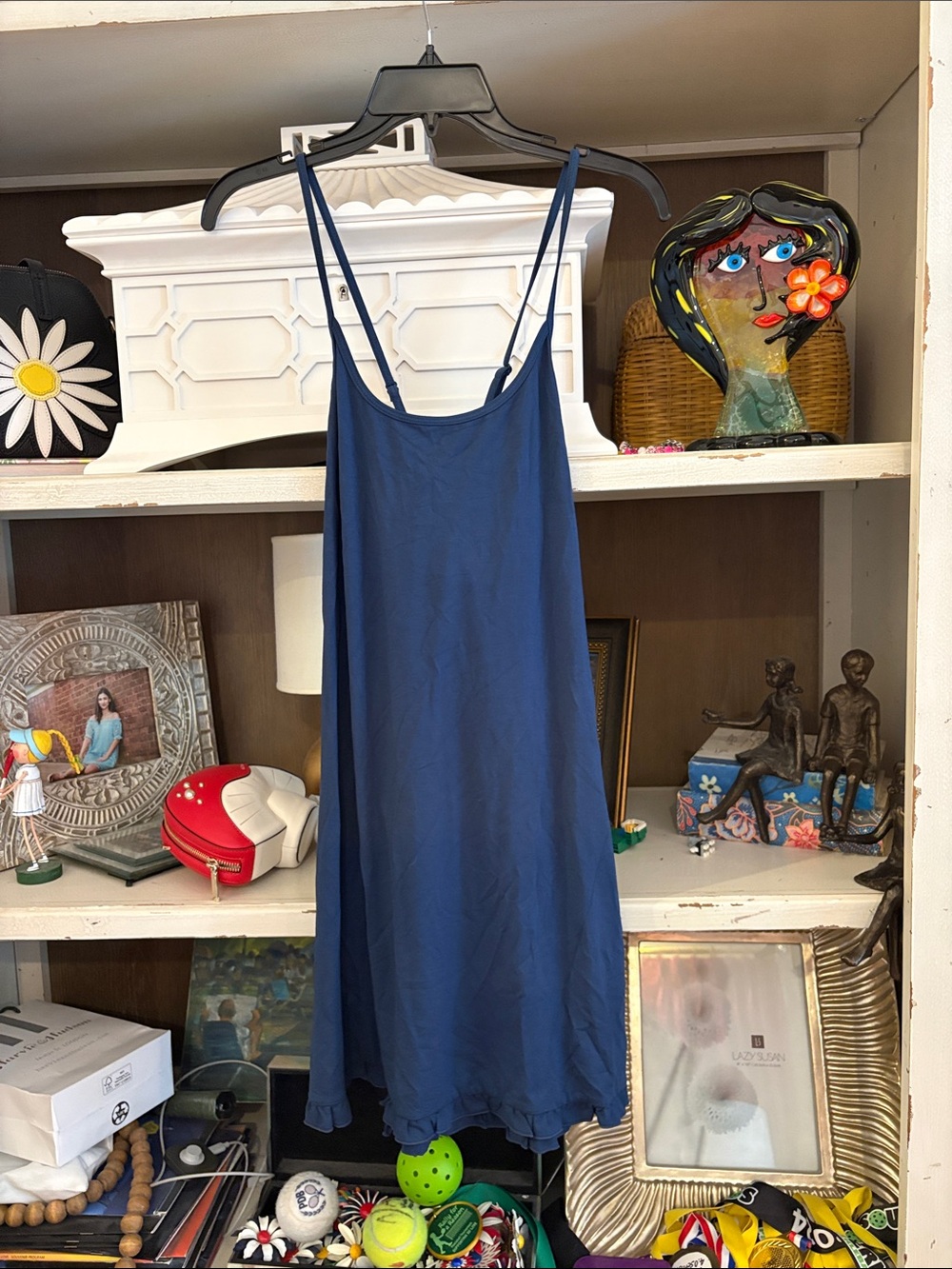 Lake Pajamas Charlotte Ruffle Nightgown in Navy SZ XXS NWOT